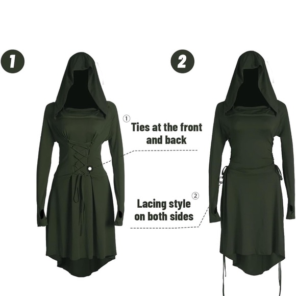 Green Hooded Dress - Never Worn - Picture 2 of 5